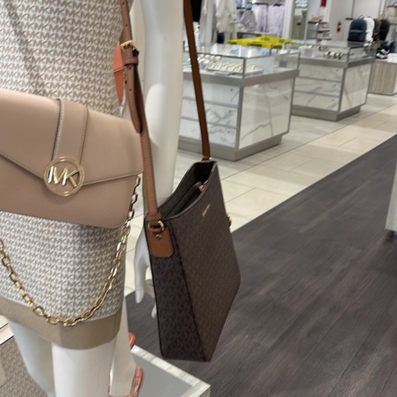 Michael Kors Jet Set Travel Large Messenger Crossbody Bag Brown - Picture 15 of 16